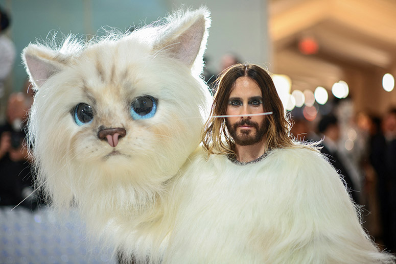 Doja Cat and Jared Leto dressed like Choupette the cat for the Met Gala