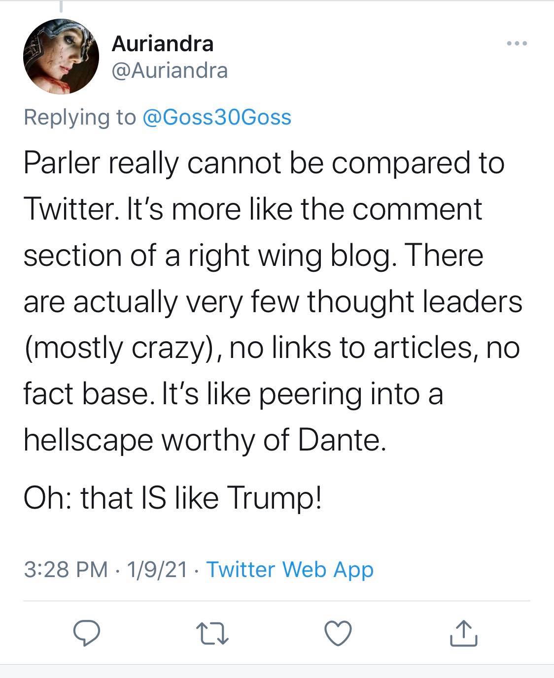 I downloaded Parler to compare it with Twitter